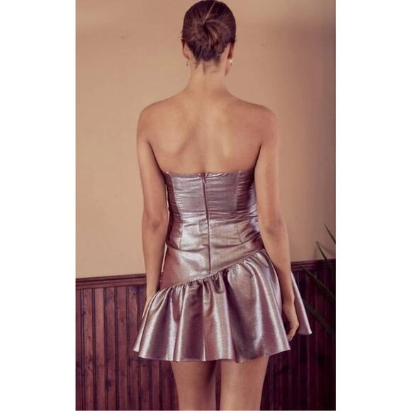 DO + BE Copper Brown Metallic Strapless Minidress size small - Picture 2 of 9